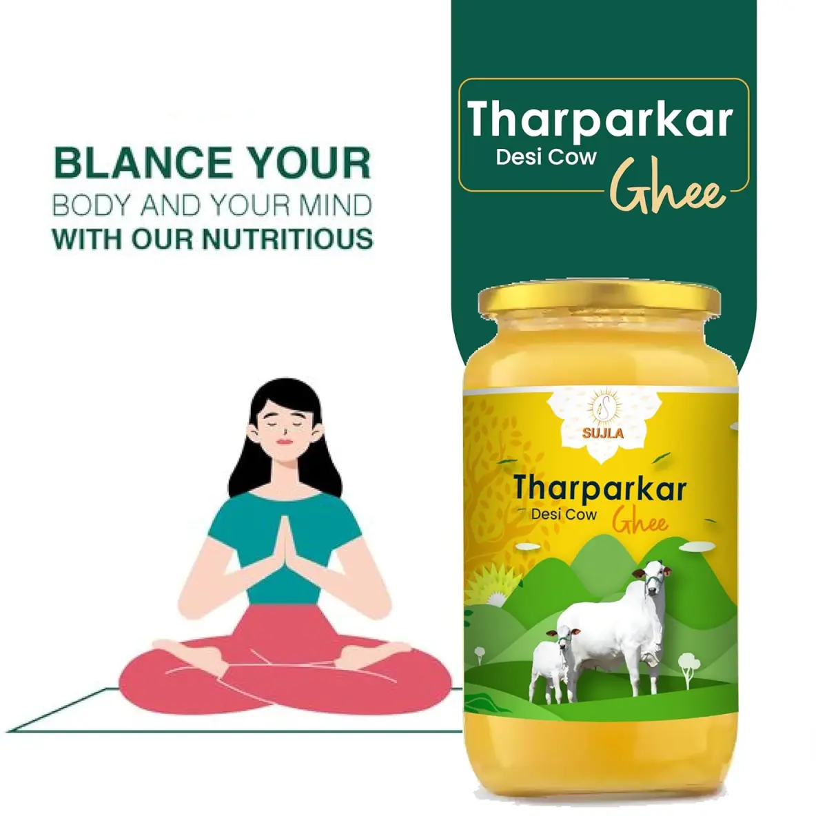 Sujla A2 Desi Tharparkar Cow Ghee | Pure Desi Ghee | Vedic Bilona Method (1000 ml) Brand: Sujla